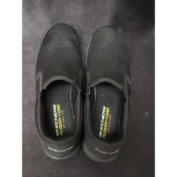 Sketchers Equalizer Double Play Memory Foam Black Slip On Loafer Comfort Shoes - Picture 2 of 9